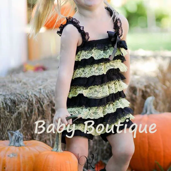 Bee Petti Romper Halloween Costume Retail Bumble Toddler/baby lace Three Size(S M L) |