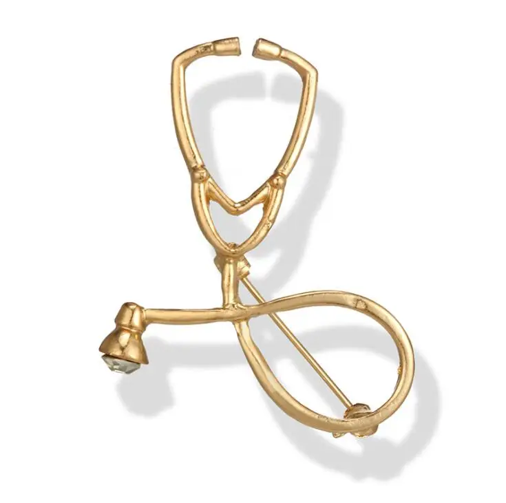 

High Quality 1Pc Creative gift Gold Silver Stethoscope Brooch Pins Nurse Doctor Physicians Medical Student Gift fashion Jewelry