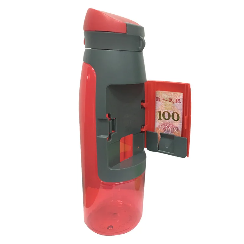 Outdoor Sports Water Bottles Creative Sport Kettle Plastic Drink Bottle With Storage Wallet Portable Card Holder Function 750ml