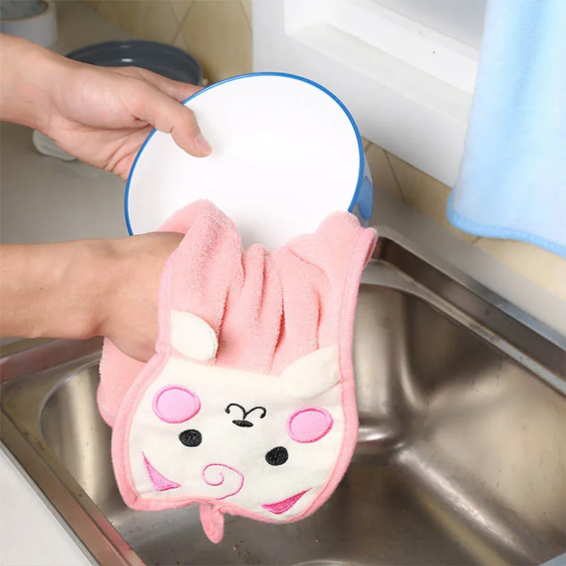 Hand Face Wipe Towel Hand Towel Bathroom Accessories Soft Cute Cartoon Washcloths Handkerchief Terylene Dishcloths