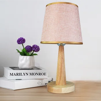 

Wood color household desk lamp bedroom table lamp table lights minimalist and elegant style boutique natural oak