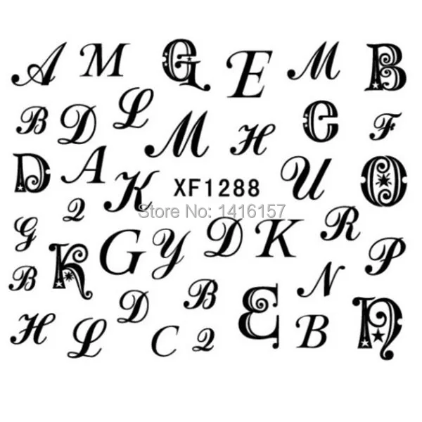 Water Transfer Nail Art Sticker Decal Chic Black English Letters Water Transfer Nail Art Sticker Decal Chic Black English Letters