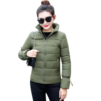 

2019 New Fashion Winter Jacket Women Stand Collar Solid Short Female Coat Parka Outwear For Women Jaqueta Feminina Inverno D429