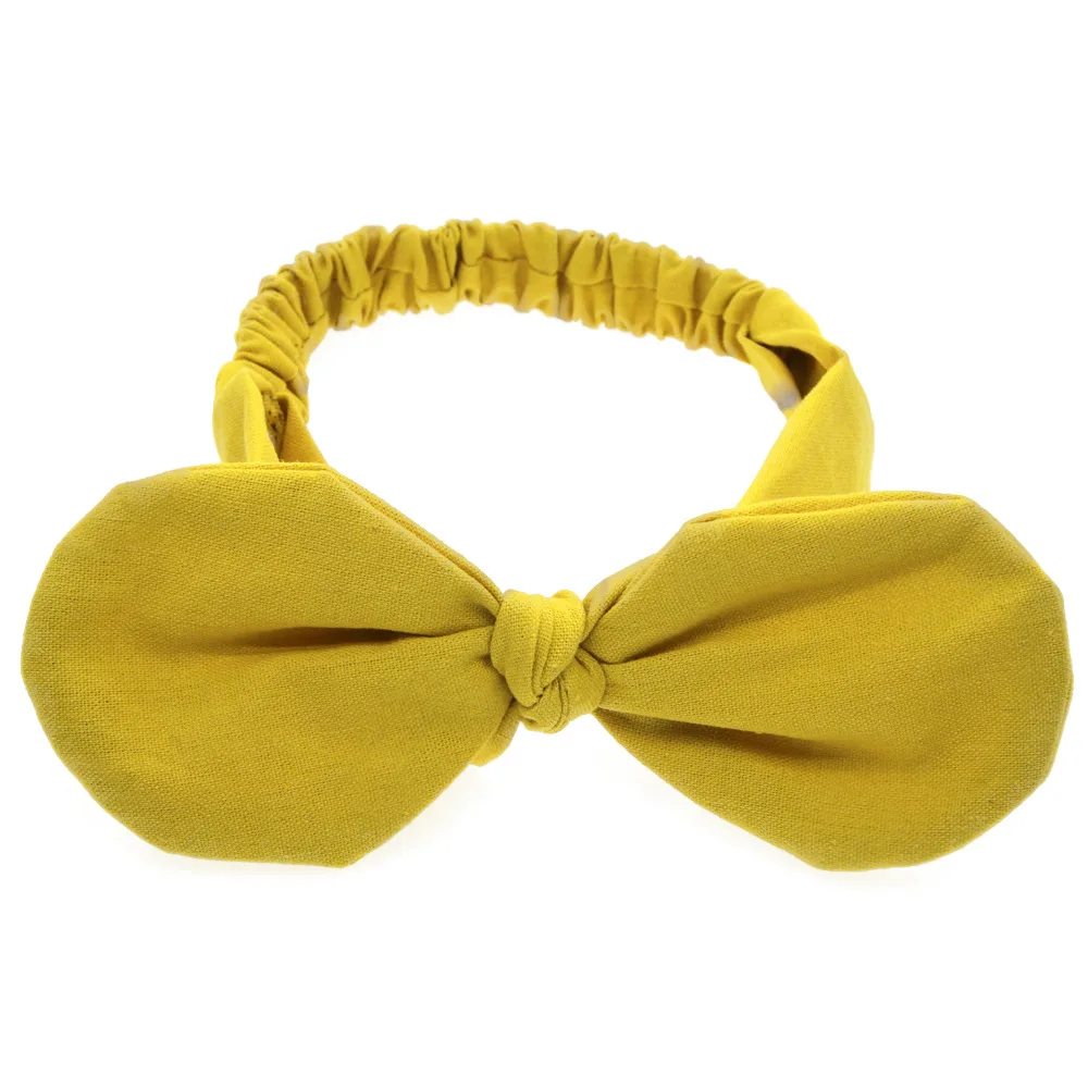 Buy yellow Rabbit Ears Headband Girls Bowknot Elastic