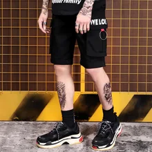 Хип-хоп, Европейская и американская уличная летняя одежда подростковые шорты с большими карманами, мужские панк-рок буквы пять