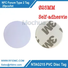 13,56 МГц NFC Ntag215 тег NTAG215 диск тег ПВХ с самоклеящейся для Tagmo