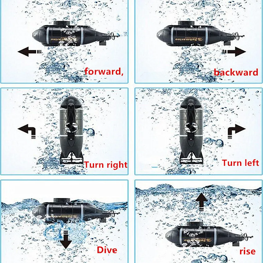 Presente do Menino Modelo de Submarino Velocidade do Barco de Controle Mini Submarine Toy Kids Simulação Remoto Drone 1 pc rc 7 Velocidade do Barco de Controle Remoto Zangão