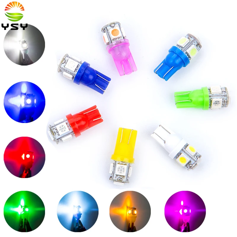 Led Car Light YSY T10 W5W 168 194 Led Light Amber White 5050 SMD 5 for Car Auto Side Wedge Tail Headlight Lamp Bulb DC12V led car light