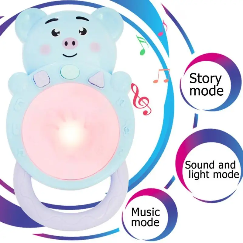 Мультяшная форма свиньи Электрический музыкальный свет ручная похлопывающая барабанная игрушка для детского обучения мозгу модель