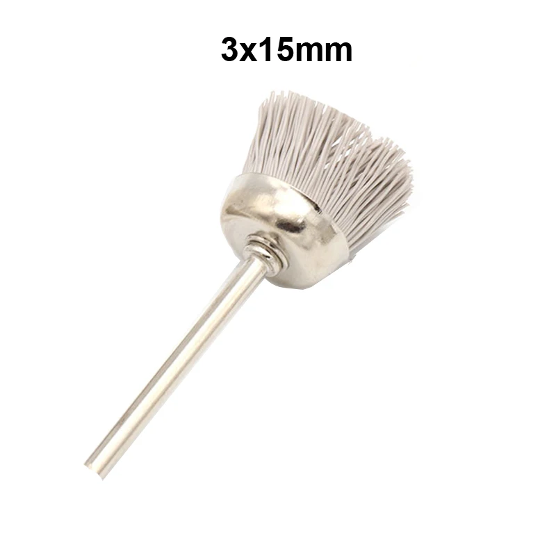 3X15mm URANN 5 шт Ассорти мини щетка установленный нейлон абразивы проволоки Полировка Кисть резьба по дереву groove-шлифовальный головы Инструмент Dremel - Цвет: 3X15mm