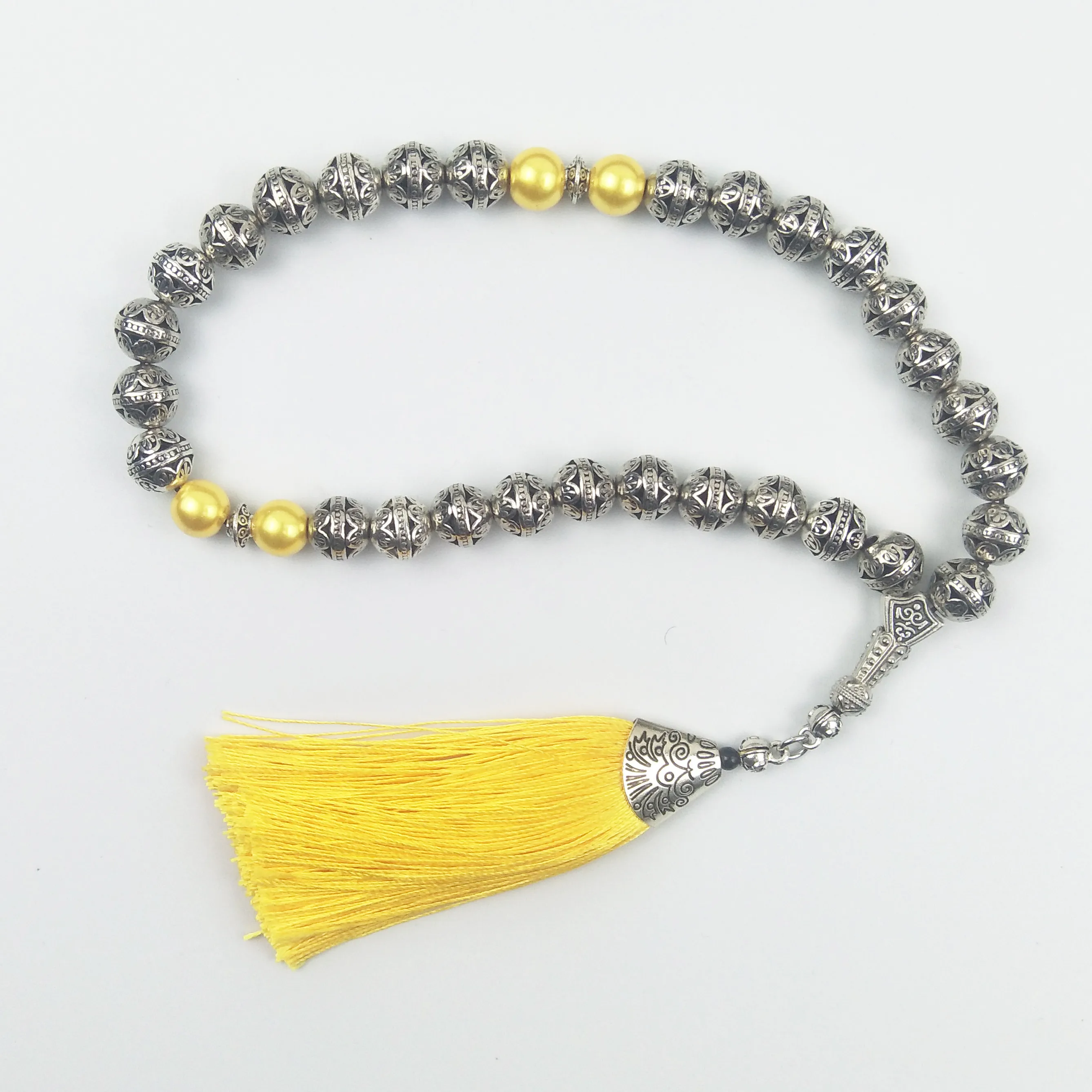 Tesbih Store 10 мм посеребренные молитвенные бусины с Красной кисточкой Tasbih Tasbeeh Subha Misbaha