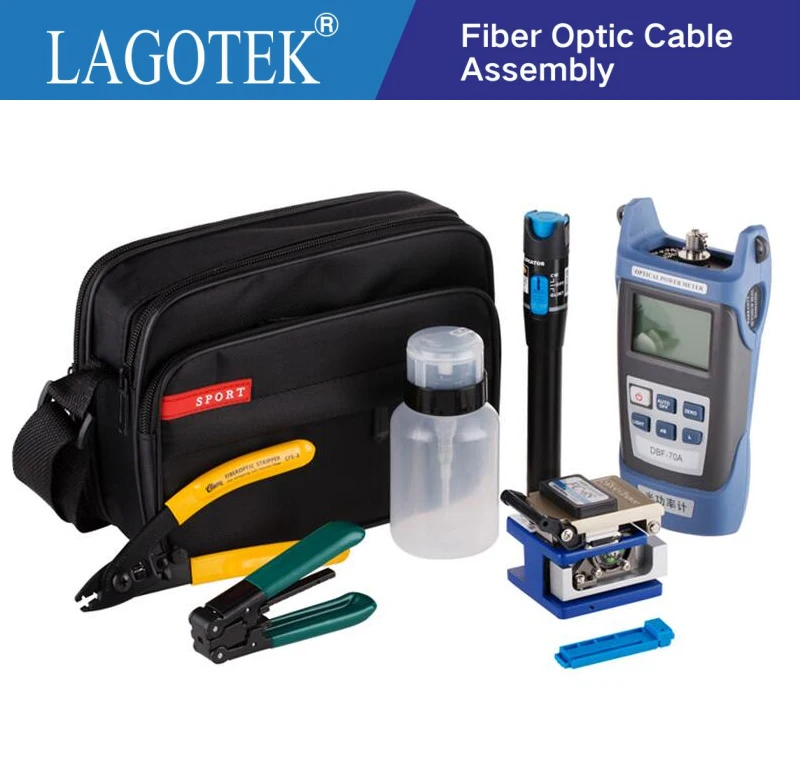 

12pcs/pack FTTH Fiber Optic Tool Kit with FC-6S fiber optic cleaver Power Meter Visual Fault Locator Fiber Stripping Pliers