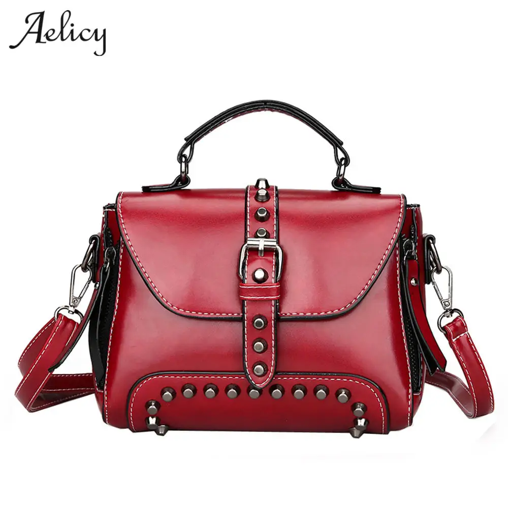 Aelicy luxury Rivets Leather Bags Handbags Women Famous Brands High Quality Messenger Bag Women ...