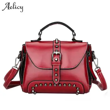 

Aelicy luxury Rivets Leather Bags Handbags Women Famous Brands High Quality Messenger Bag Women Handbag Cross body Bag Female
