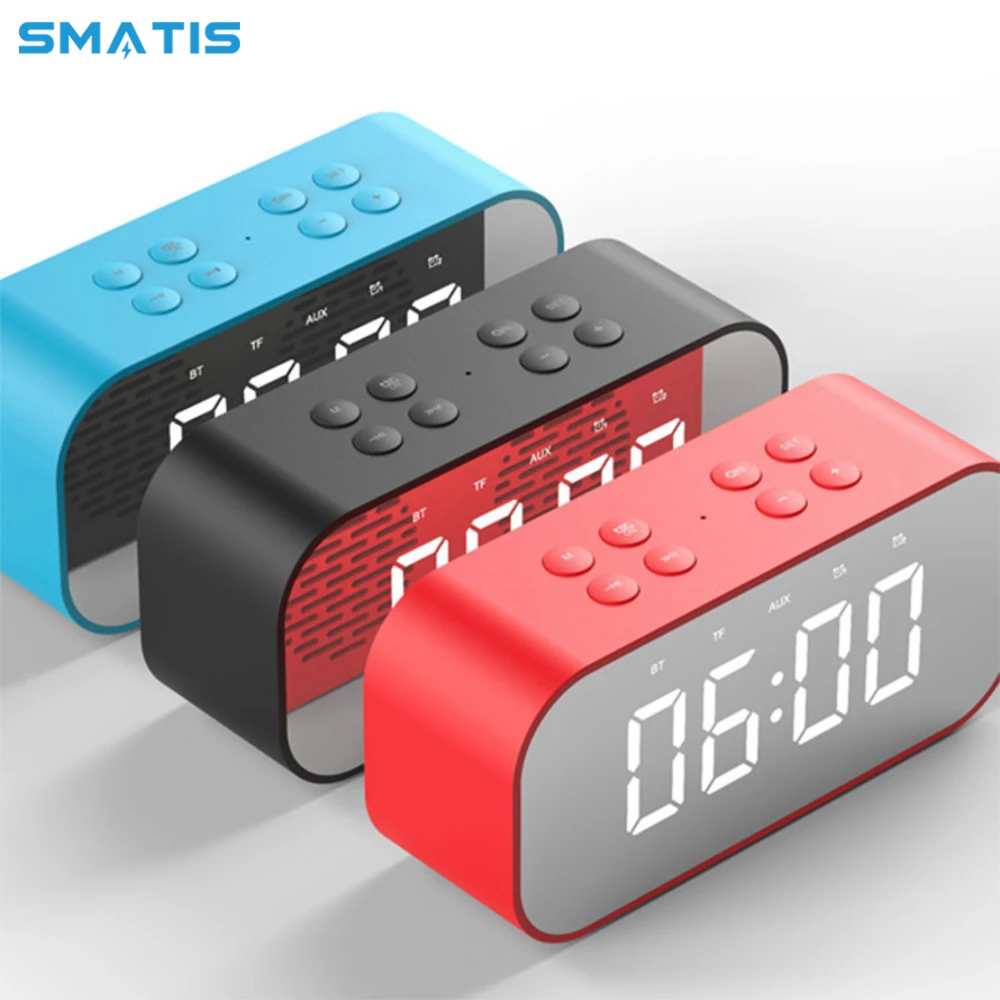 

Bluetooth 5.0 Speaker Portable Wireless Mini LED Time Snooze Alarm Clock Mirrow Subwoofer Stereo Music Sound for Laptop Phone