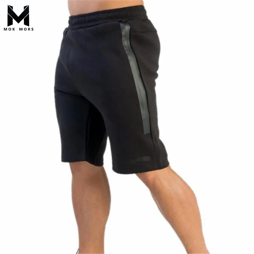 Летние Для мужчин s новые поддельные молнии однотонная, с приметанными оборками талии короткие модные брендовые Хай-стрит треники из хлопка спортивная Для мужчин шорты