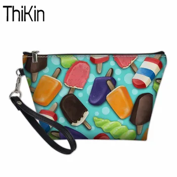 

THIKIN Makeup Bag Travel Organizer for Women Makeup Pouch Toiletry Bag Ice Cream Prints Travel Cosmetic Bag Makeup Vanity Case