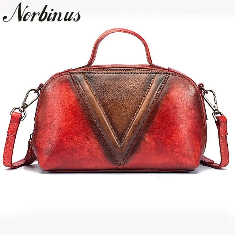 

Norbinus Women Real Skin Small Handbag Brush Color Top Handle Messenger Bag Purse Genuine Leather Shoulder Crossbody Tote Bag