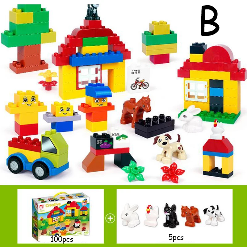 

DOLLRYGA 100pcs New Big Brick Parts Mixed Color DIY Bulk Building Block Compatible Legoing Duplo Toy Birthday Gifts For Children