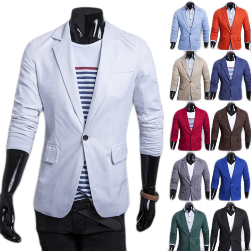 

Men Blazer 2018 New Arrival Single Button Trendy Mens Blazers Slim Fit Linen Suits Korean Fashion Red White Blazer Jacket Cheap