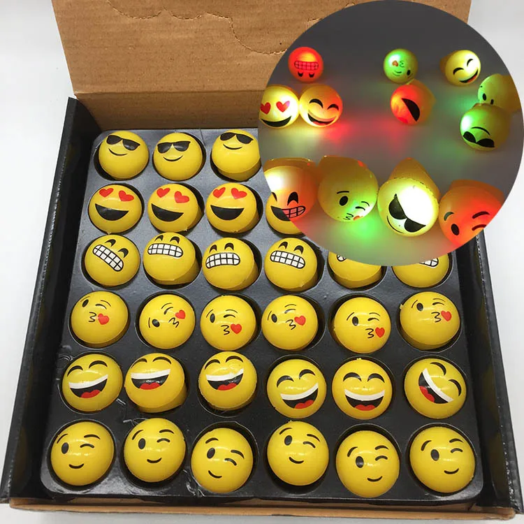 [TOP] 36pcs/lot Party Flashing LED Light Up emoji Ring Toy luminous