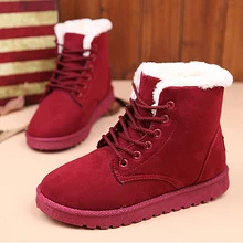 Hiver Bottes Femmes Cheville Bottes Chaud Hiver Chaussures Femmes Bottes Lace Up Ladies Chaussures Femme Botas Femininas Noir Rouge Rose