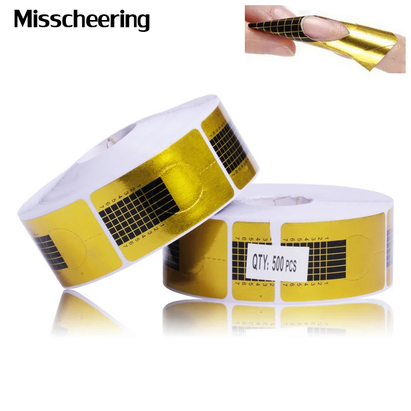

500 pcs / roll Finger Nail Manual Shape Stickers Acrylic UV Gel Board Of Nail Extensions Paper Holder Tips DIY Manicure Tools