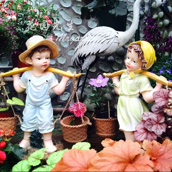 

Creative Resin Garden Ornament Kindergarten Statue Home Decor Crafts Outdoor Decoration Objects Resin Cartoon Doll Figurine Gift