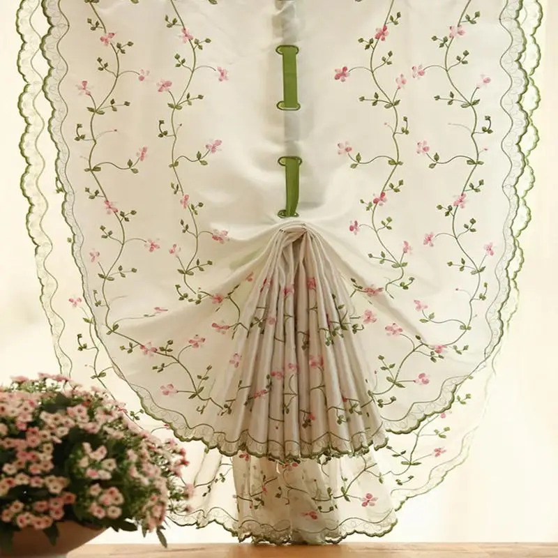 

Bright Style Garden Flower Embroidery Custom Curtains Sheer Tulle Yarn for Wall Screen Bedroom Blinds Living Room Home Household
