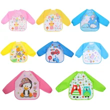 1 комплект, водонепроницаемый нагрудник с длинным рукавом, Детский фартук с длинным рукавом, нагрудник для кормления, детский нагрудник, детский шарф