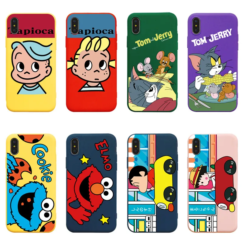 

Cute Cartoon SpongeBob Phone Cases For iPhone 7 8 6 6S Plus Case Silicone Stitch Soft TPU Back Cover Case For iPhone X XS MAX XR