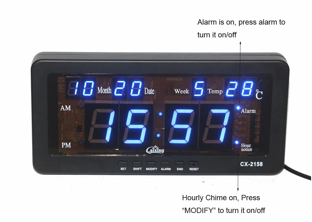 Электронный СВЕТОДИОДНЫЙ Будильник с датой температуры и неделей, ежечасный сигнал, настольные часы, светодиодный, цифровые настенные часы для гостиной