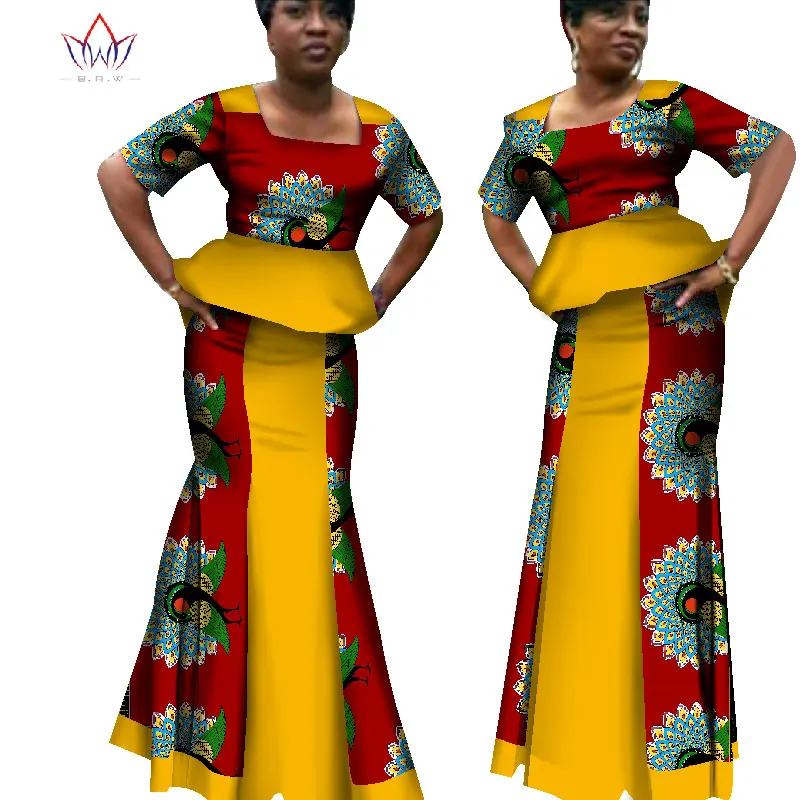 2019 новое летнее платье в африканском стиле с принтом для женщин Dashiki комплект из 2 предметов с юбкой большого размера с квадратным