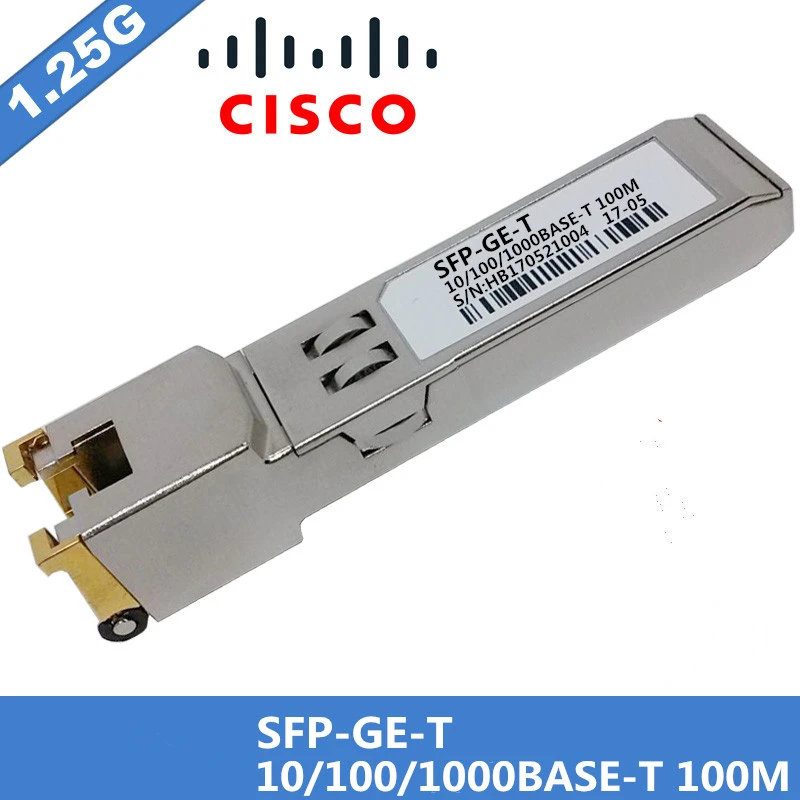 

100% New sales Compatible For Cisco GLC-GE-T RJ45 SFP Optic Module 10/100/1000BASE-T Gigabit RJ-45 Copper 100m