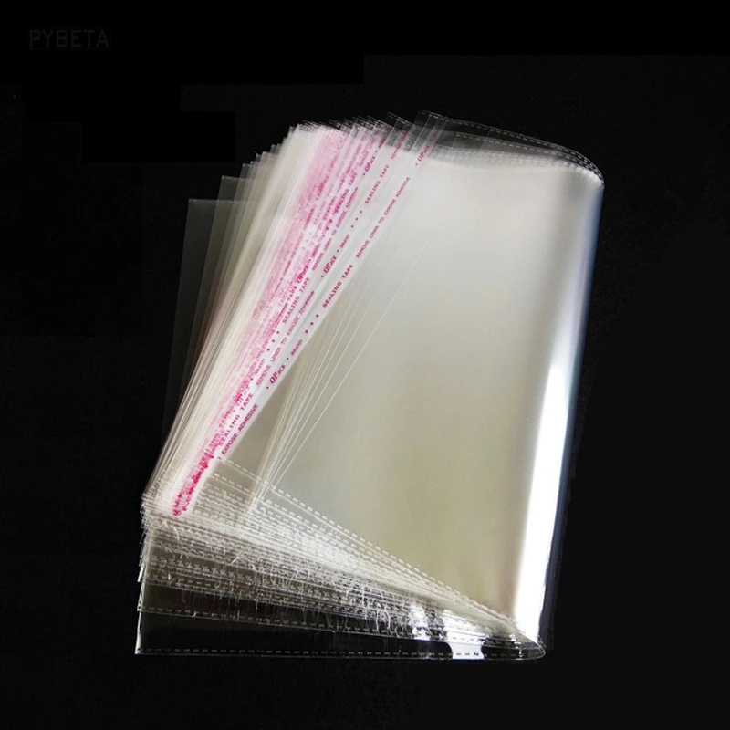 100pcs/lot 25*35cm (25*32cm+3cm) Clear Transparent OPP Self adhesive