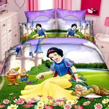 Белоснежка и 7 два комплекты постельного белья односпальные двуспальные кровати пододеяльники простыни для девочек детская спальня украшения желтый цвет