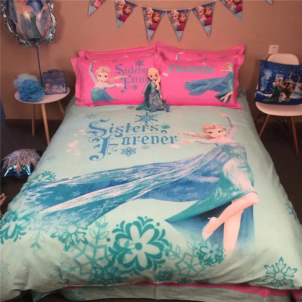 Disney Kartun Frozen Elsa 3D Dicetak Tidur Set Seprei Coverlets Disney Kartun Frozen Elsa 3D Dicetak Tidur Set Seprei Coverlets