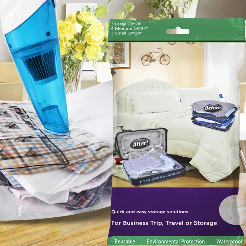 10Pcs/lot Vacuum Seal Organizer Travel Vacuum Package Bags Compressed Space Saver Saving Storage Bag for Clothes Home Storage 10Pcs/lot Vacuum Seal Organizer Travel Vacuum Package Bags Compressed Space Saver Saving Storage Bag for Clothes Home Storage
