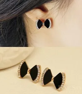 

Hypoallergenic exquisite wild fashion imitation Rhinestones bow earrings for women gift jewelry wholesale channel free shipping