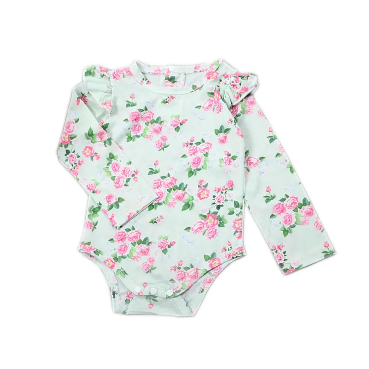Hot Sale Girls Floral Playsuit Baby Girl Long Sleeve Onesie Lovely