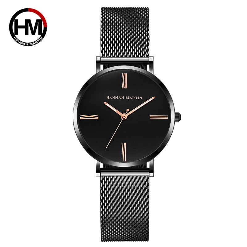 

Fashion Casual Quartz Watches Women Hot New Top Brand Luxury Rose Gold Black Dial Waterproof Ladies Wristwatch Relogio Feminino