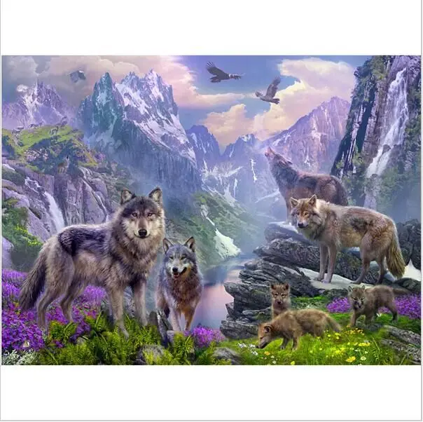 2016 Mountains Wolf And Eagle 5D Diamond Embroidery Painting Full cube Drill Mosaic New Year decoration | Дом и сад
