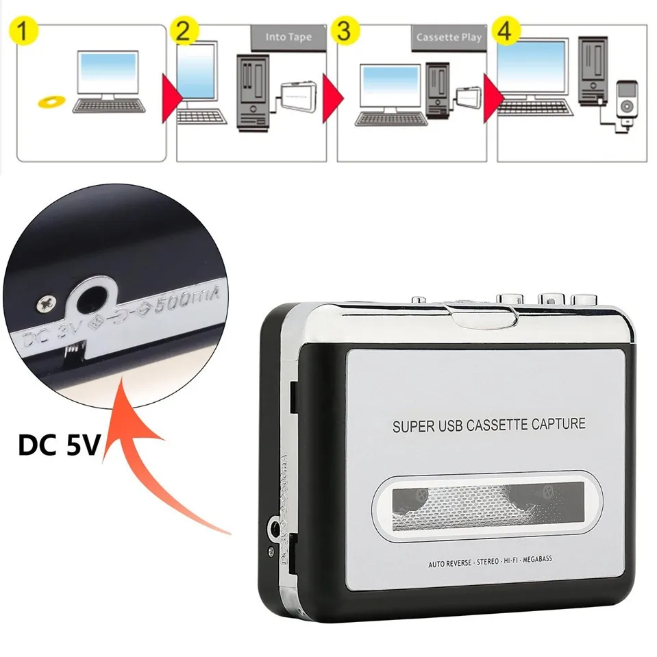 USB MP3 кассета Capture Walkman MP3 проигрыватель USB Магнитофон Захват Регистраторы конвертер аудио Music Player