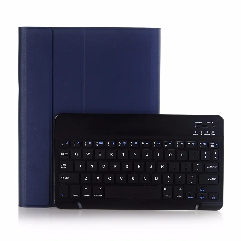 Кожаный смарт-чехол с функцией автоматического сна/пробуждения ультра-тонкий легкий ABS Съемный Bluetooth беспроводной чехол для клавиатуры для Apple mini 1 2 3 - Цвет: Navy Blue
