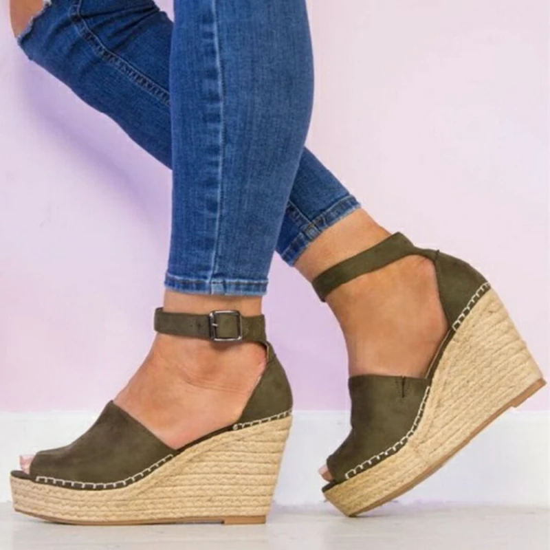 Women Sandals 2019 Fashion Summer Shoes With Wedges Heels Sandalias Mujer Soft Bottom Chunky Heels Women Platform Sandals 43