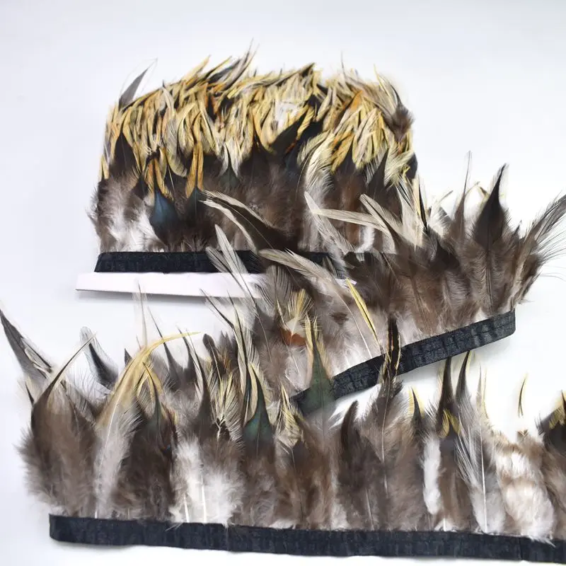 

1Meters natural Pheasant feathers trimming ribbon Crafts plumas 10-15cm party feathers Fringe for Sewing DIY clothes decoration