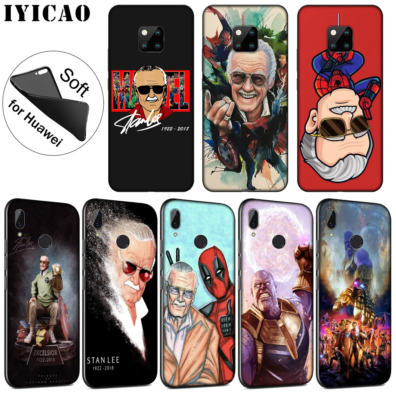 

IYICAO Stan Lee Marvel Soft Silicone Phone Case for Huawei Nova 3i 3 2i TPU Cases for Huawei Mate 20 10 Pro Lite Cover