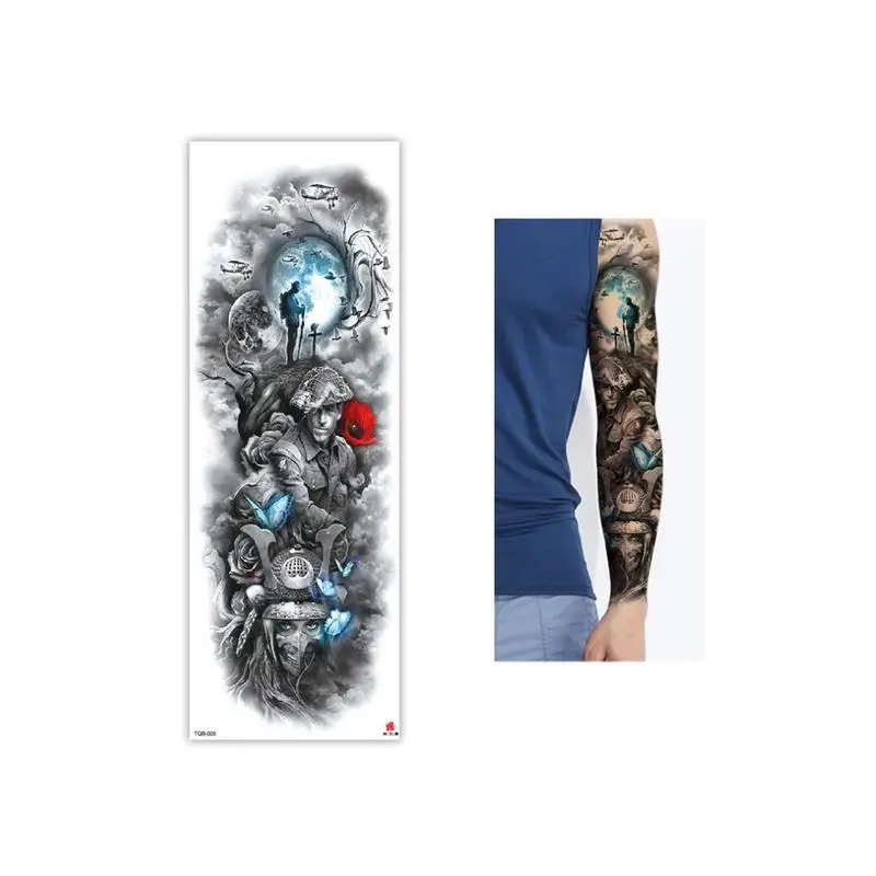 Водонепроницаемая татуировка на руку наклейка Готический Ангел череп татуировка в форме цветка наклейка временная краска для тела переводная вода поддельные тату рукав