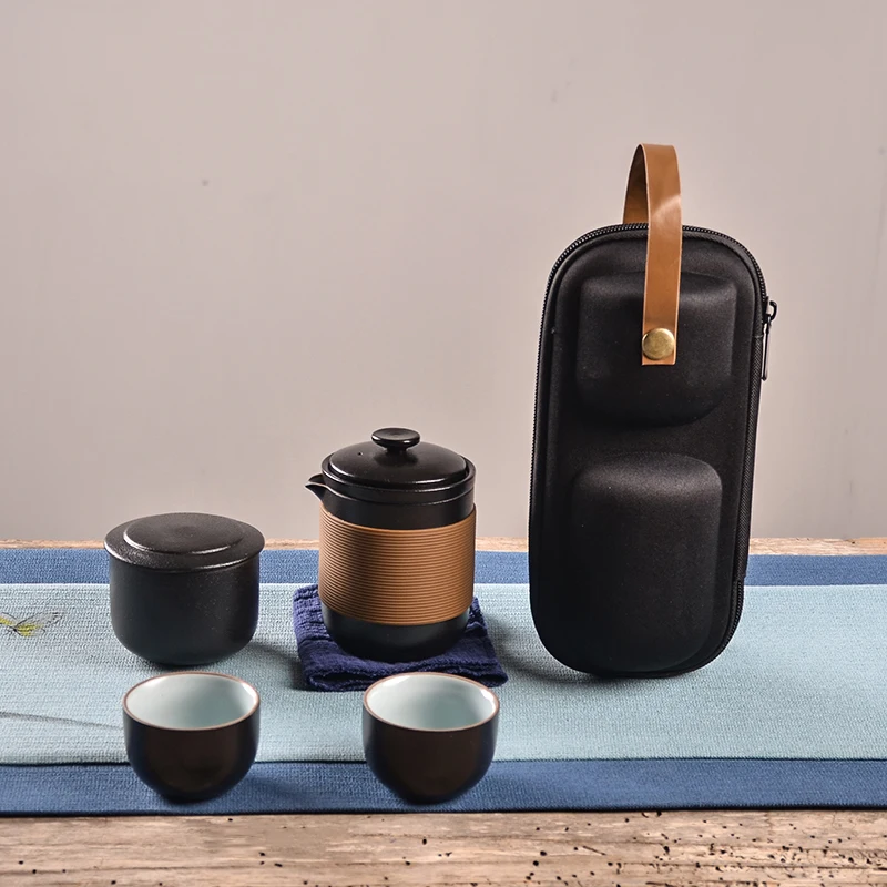  TANGPIN japanese black crockery ceramic teapot teacups tea canister portable travel tea sets with t