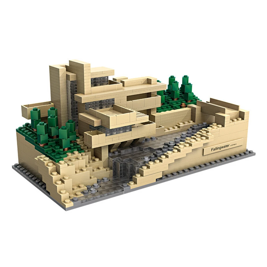 

Loz World Famous Architecture Mini Diamond Building Block Falling Water House Villa Nanoblocl Bricks Educational Toys Collection